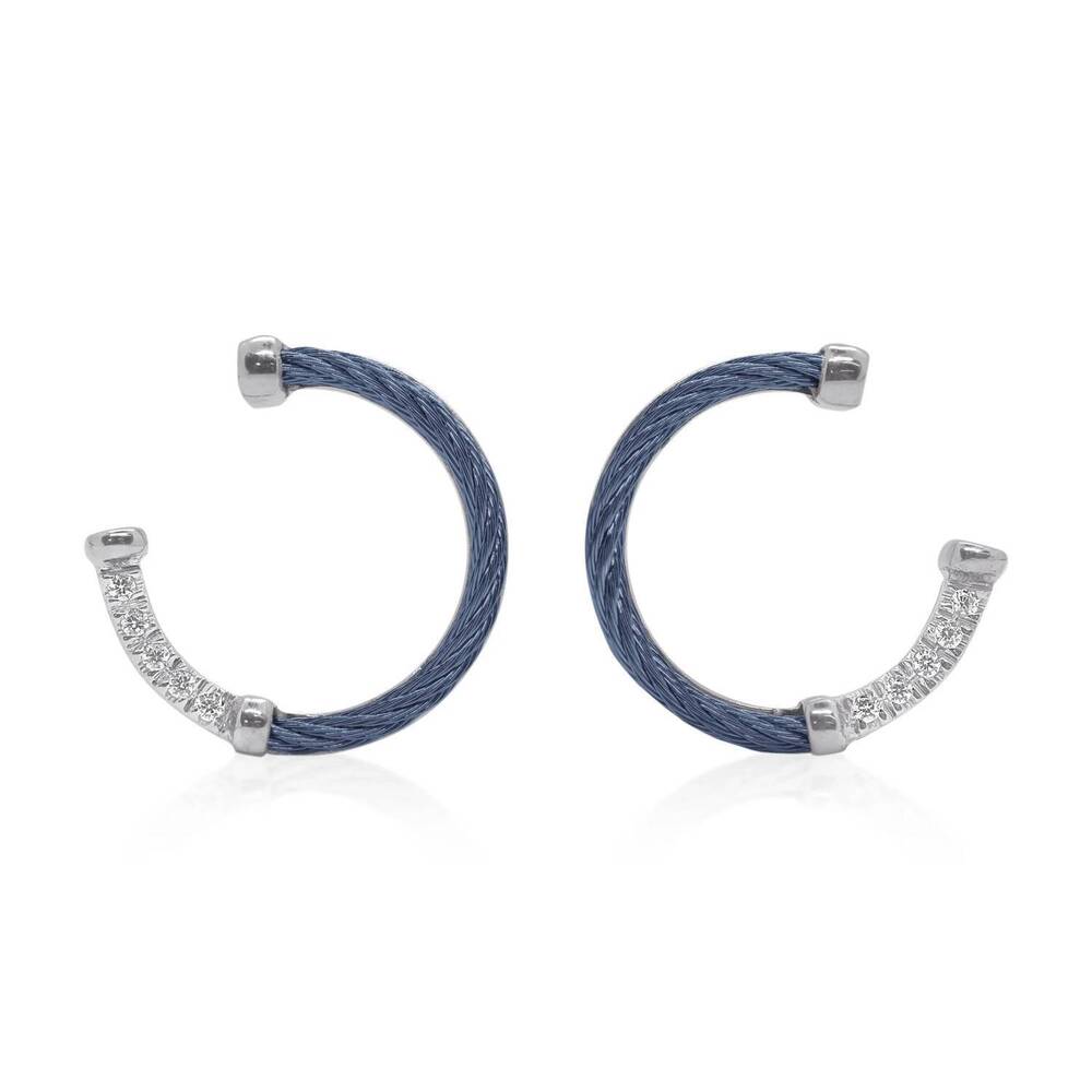 NEW ALOR women's 3/4 circle earrings in blueberry